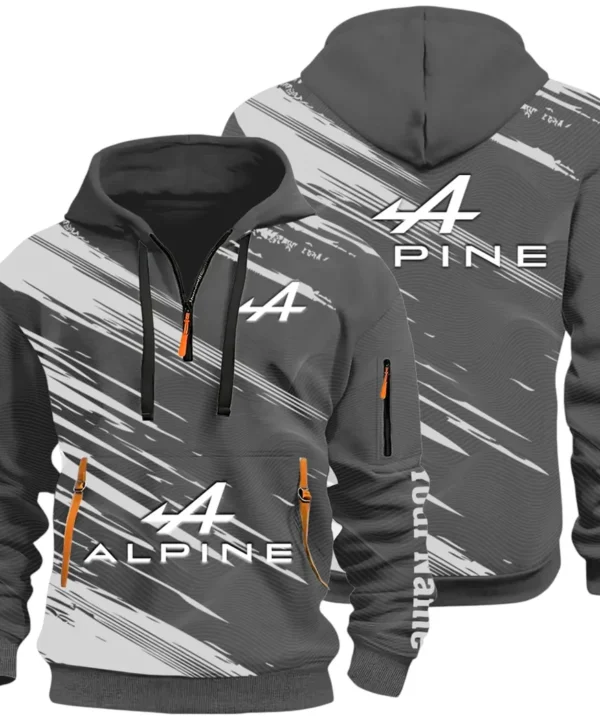 European Sports Car Hoodie Half Zip 3D, Sporty Urban Hoodie Style CAR514 - Dark Gray