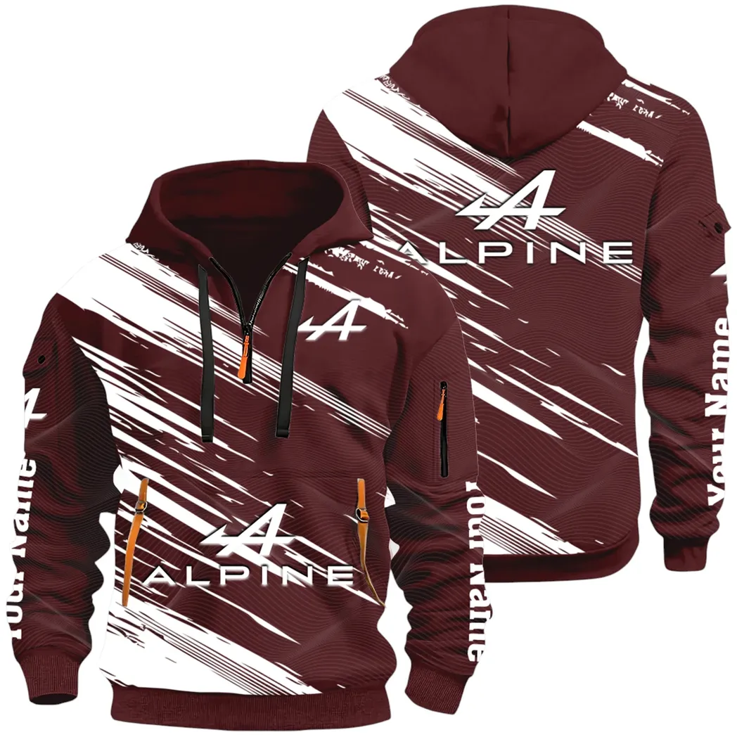 European Sports Car Hoodie Half Zip 3D, Sporty Urban Hoodie Style CAR514 - Dark Red