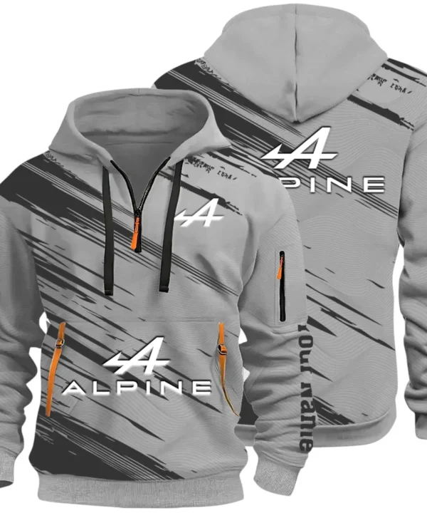 European Sports Car Hoodie Half Zip 3D, Sporty Urban Hoodie Style CAR514 - Gray
