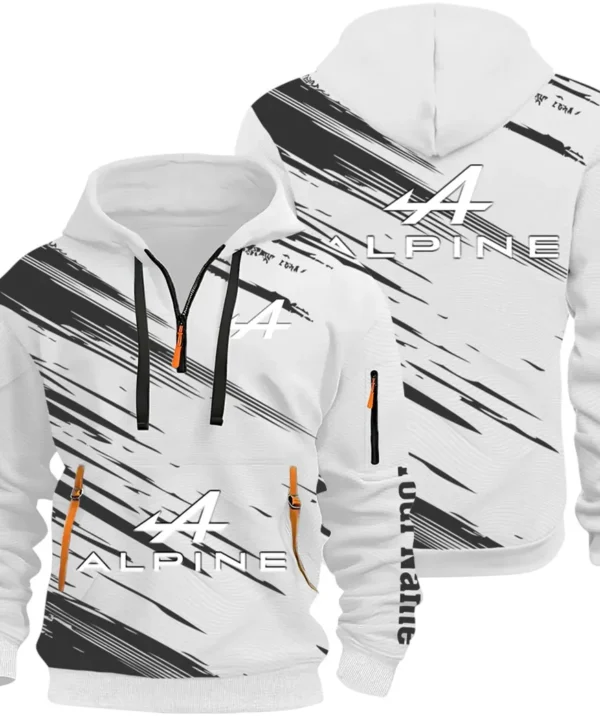 European Sports Car Hoodie Half Zip 3D, Sporty Urban Hoodie Style CAR514 - White
