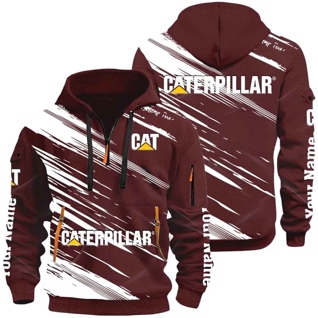 Terrain Vehicle Hoodie Half Zip 3D, Rugged Casual Fit Hoodie CAR514 - Dark Red