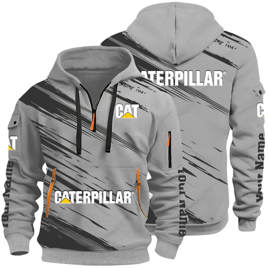 Terrain Vehicle Hoodie Half Zip 3D, Rugged Casual Fit Hoodie CAR514 - Gray