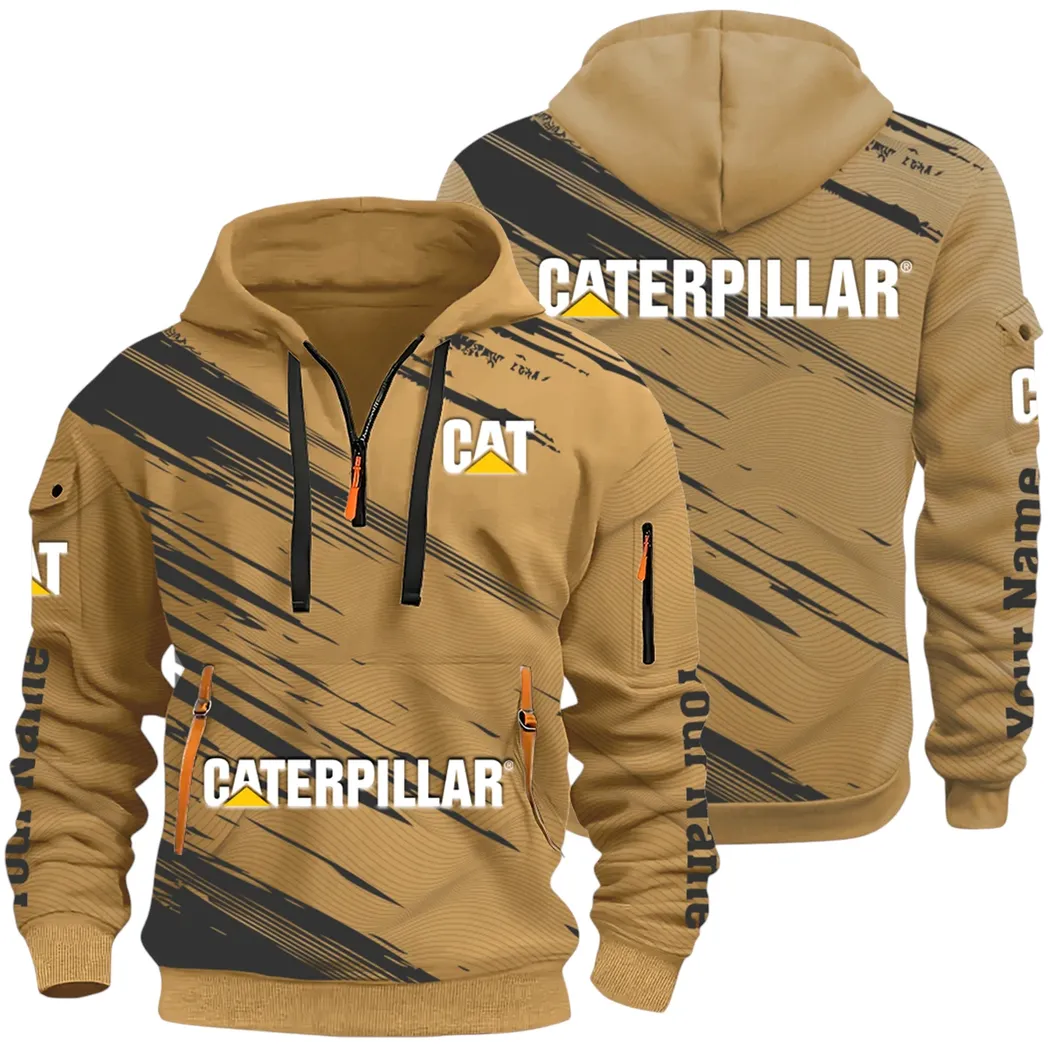 Terrain Vehicle Hoodie Half Zip 3D, Rugged Casual Fit Hoodie CAR514 - Khaki
