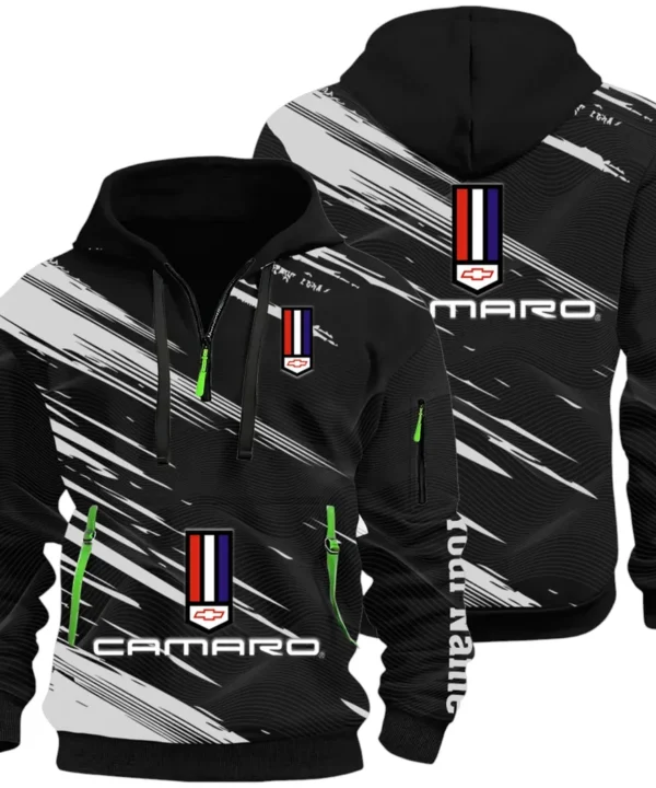 American Speed Car Hoodie Half Zip 3D, Classic Comfortable Hoodie Style CAR514 - Black