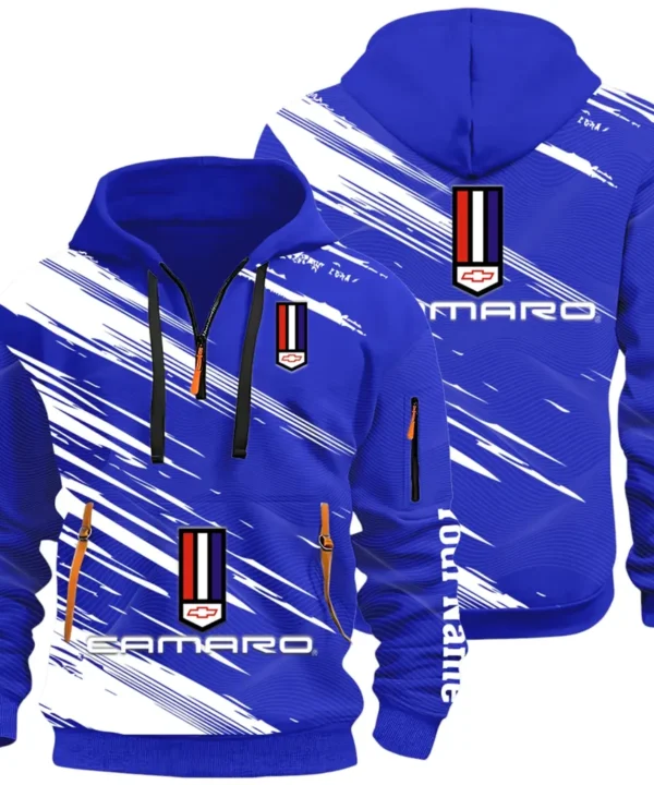 American Speed Car Hoodie Half Zip 3D, Classic Comfortable Hoodie Style CAR514 - Blue