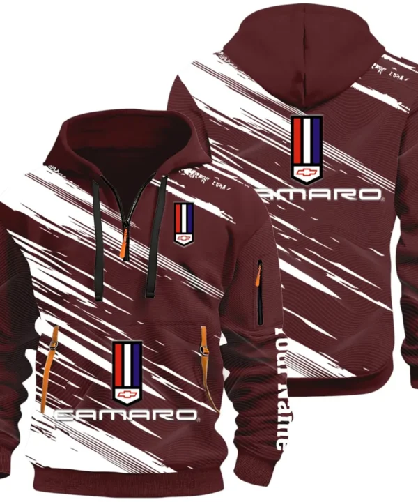 American Speed Car Hoodie Half Zip 3D, Classic Comfortable Hoodie Style CAR514 - Dark Red