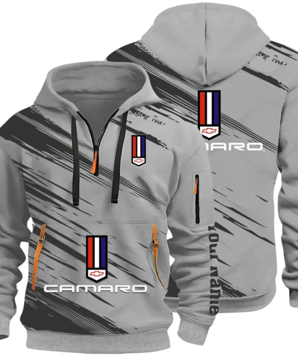 American Speed Car Hoodie Half Zip 3D, Classic Comfortable Hoodie Style CAR514 - Gray