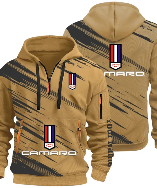 American Speed Car Hoodie Half Zip 3D, Classic Comfortable Hoodie Style CAR514 - Khaki
