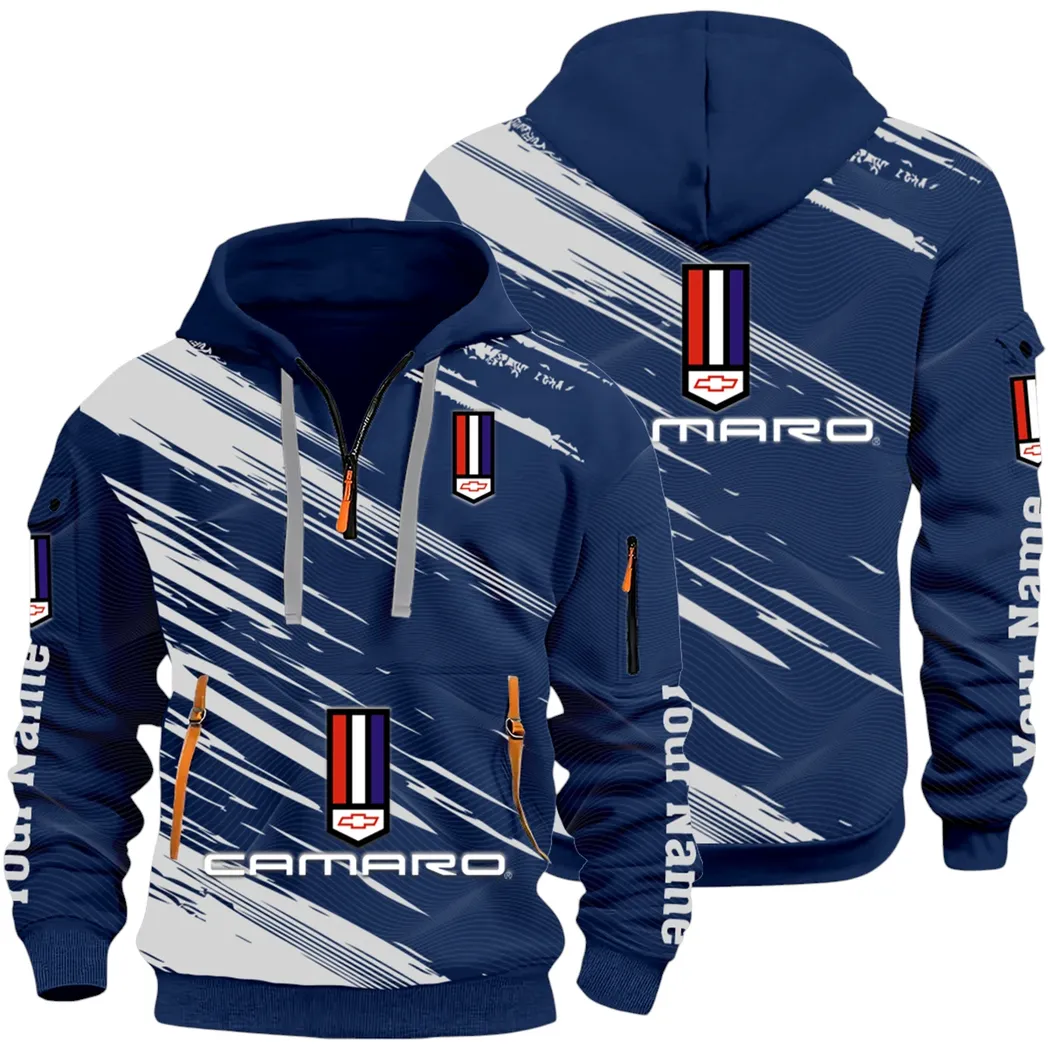 American Speed Car Hoodie Half Zip 3D, Classic Comfortable Hoodie Style CAR514 - Navy