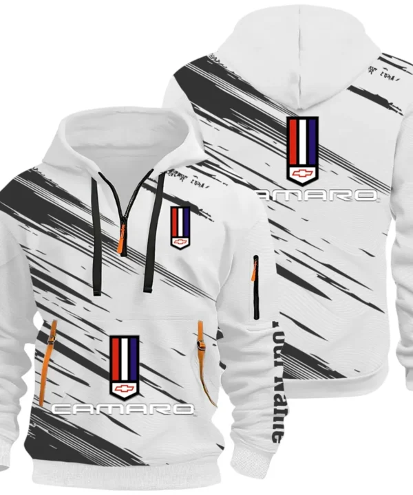 American Speed Car Hoodie Half Zip 3D, Classic Comfortable Hoodie Style CAR514 - White