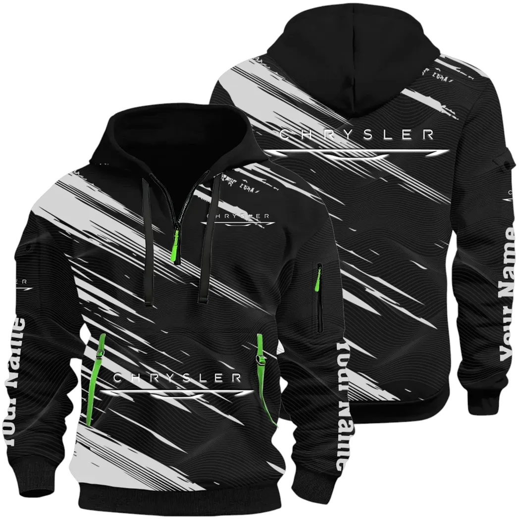 Full-Size Car Hoodie Half Zip 3D, Urban Style & Relaxed Fit Hoodie CAR514 - Black