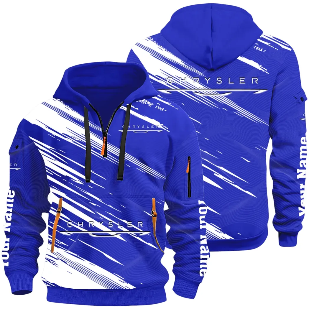Full-Size Car Hoodie Half Zip 3D, Urban Style & Relaxed Fit Hoodie CAR514 - Blue
