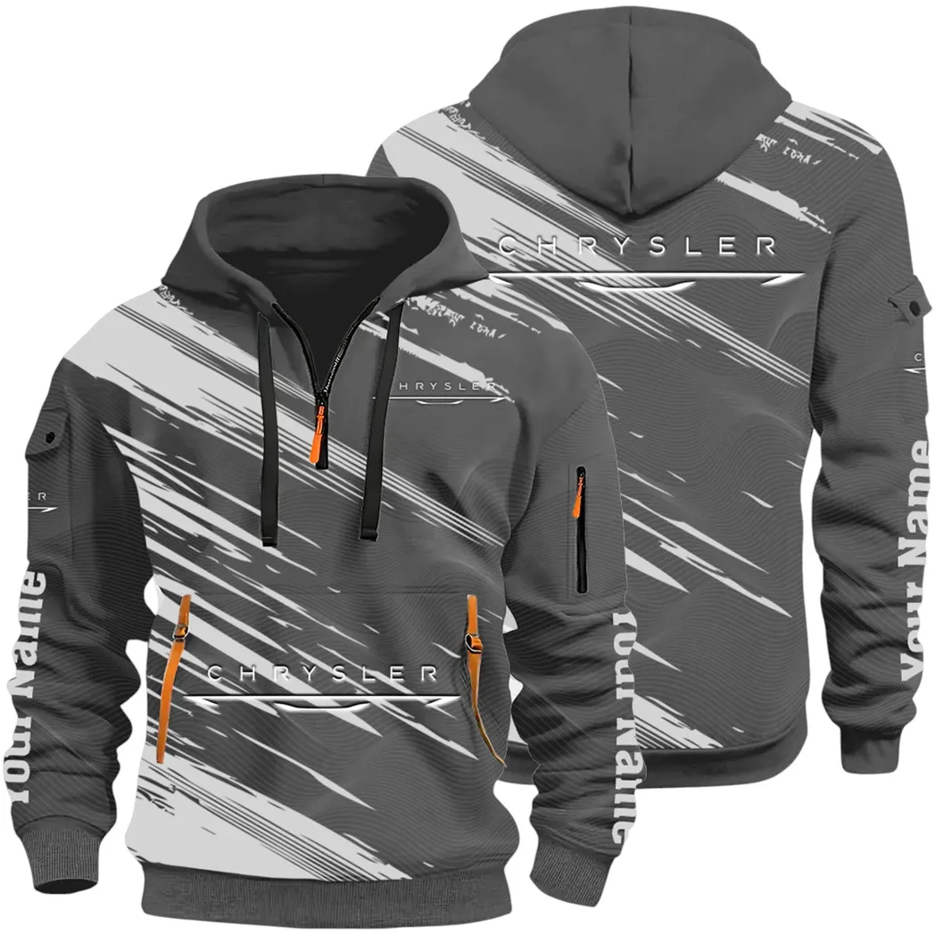 Full-Size Car Hoodie Half Zip 3D, Urban Style & Relaxed Fit Hoodie CAR514 - Dark Gray