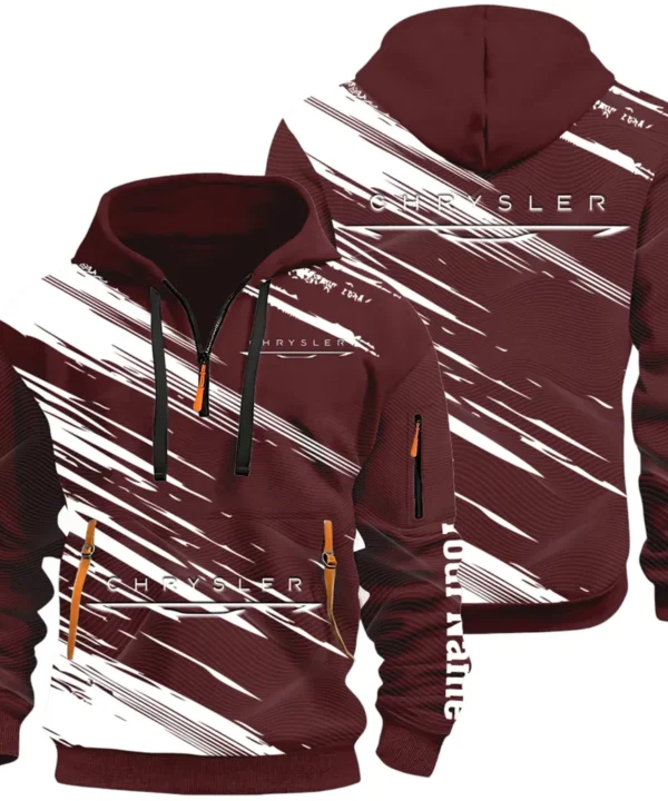 Full-Size Car Hoodie Half Zip 3D, Urban Style & Relaxed Fit Hoodie CAR514 - Dark Red