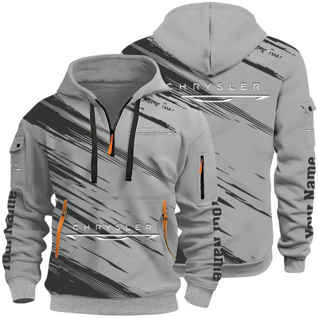 Full-Size Car Hoodie Half Zip 3D, Urban Style & Relaxed Fit Hoodie CAR514 - Gray