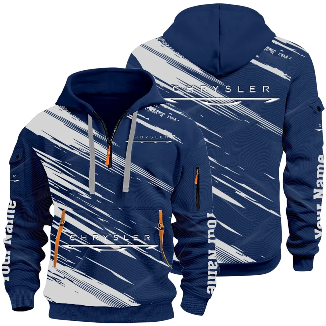 Full-Size Car Hoodie Half Zip 3D, Urban Style & Relaxed Fit Hoodie CAR514 - Navy