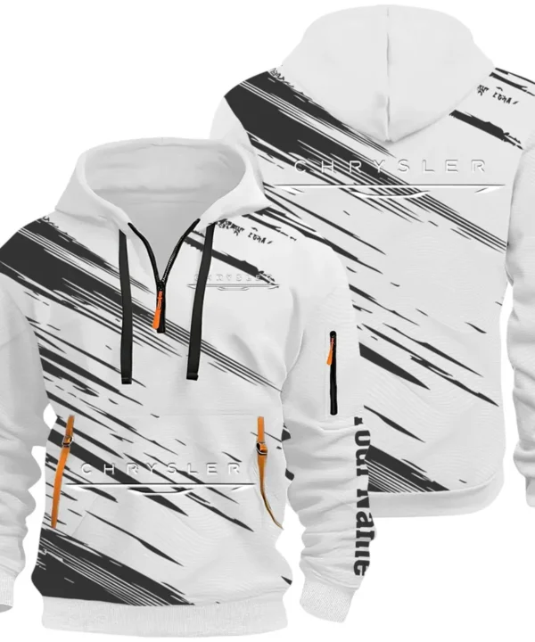 Full-Size Car Hoodie Half Zip 3D, Urban Style & Relaxed Fit Hoodie CAR514 - White