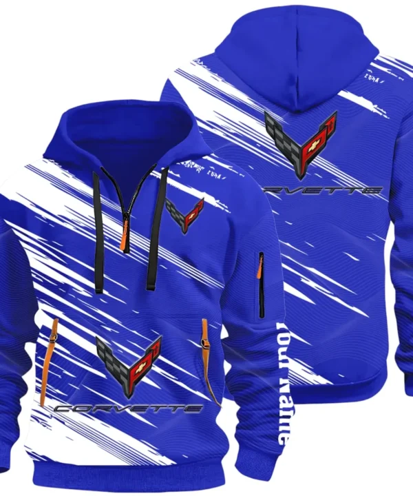 American Supercar Hoodie Half Zip 3D, Lightweight & Casual Comfort Hoodie CAR514 - Blue
