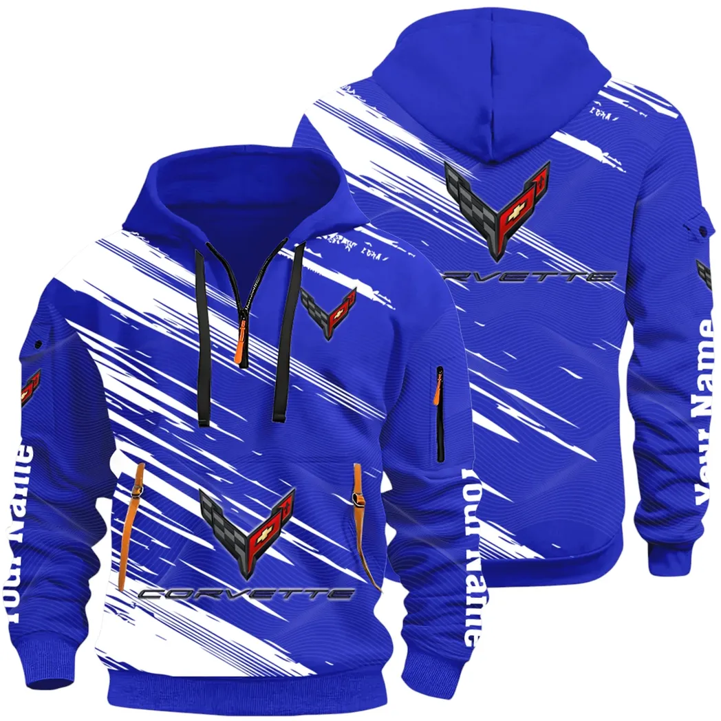 American Supercar Hoodie Half Zip 3D, Lightweight & Casual Comfort Hoodie CAR514 - Blue