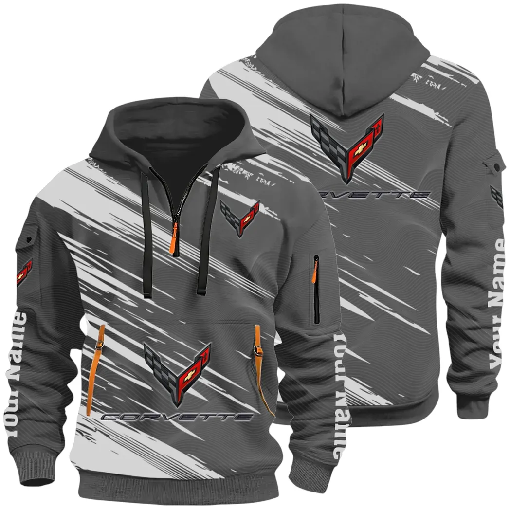 American Supercar Hoodie Half Zip 3D, Lightweight & Casual Comfort Hoodie CAR514 - Dark Gray