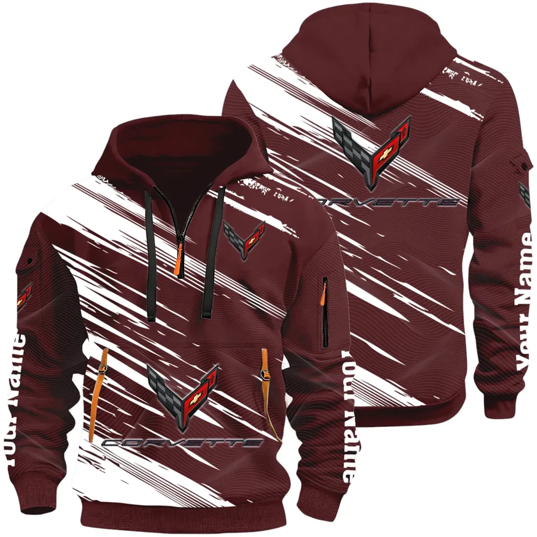 American Supercar Hoodie Half Zip 3D, Lightweight & Casual Comfort Hoodie CAR514 - Dark Red