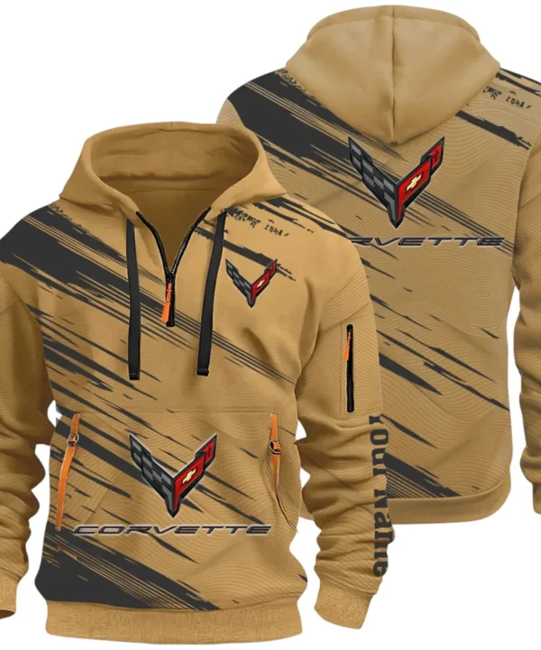 American Supercar Hoodie Half Zip 3D, Lightweight & Casual Comfort Hoodie CAR514 - Khaki