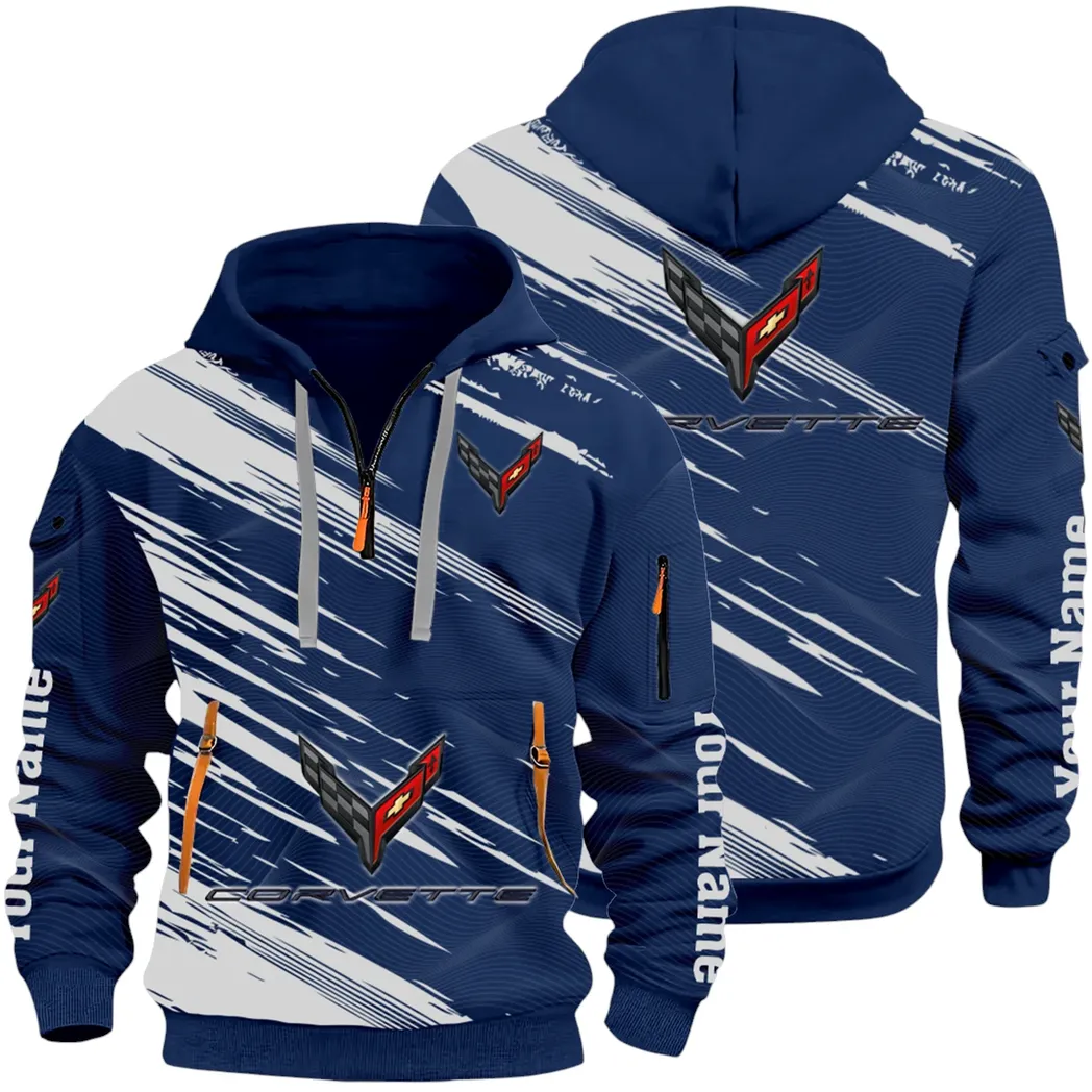 American Supercar Hoodie Half Zip 3D, Lightweight & Casual Comfort Hoodie CAR514 - Navy
