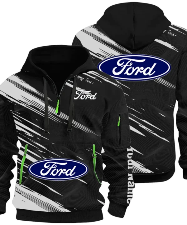 American Classic Hoodie Half Zip 3D, Everyday Comfortable Hoodie CAR514 - Black