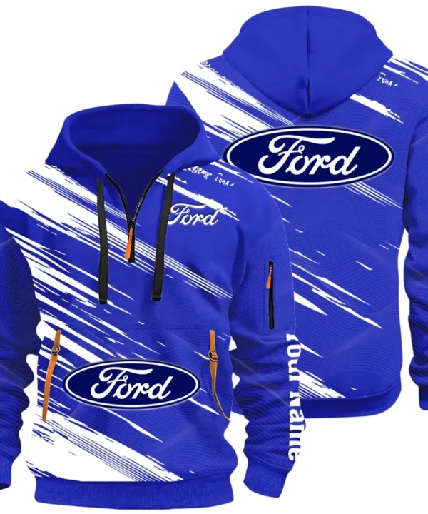 American Classic Hoodie Half Zip 3D, Everyday Comfortable Hoodie CAR514 - Blue