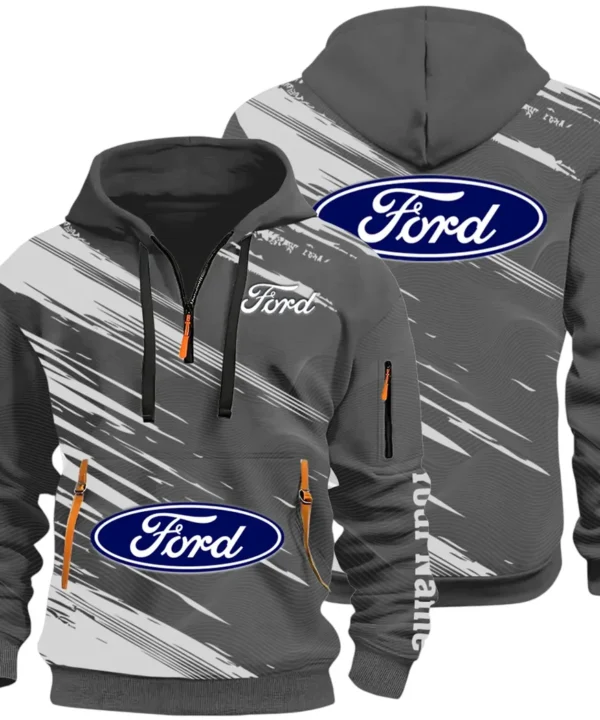 American Classic Hoodie Half Zip 3D, Everyday Comfortable Hoodie CAR514 - Dark Gray