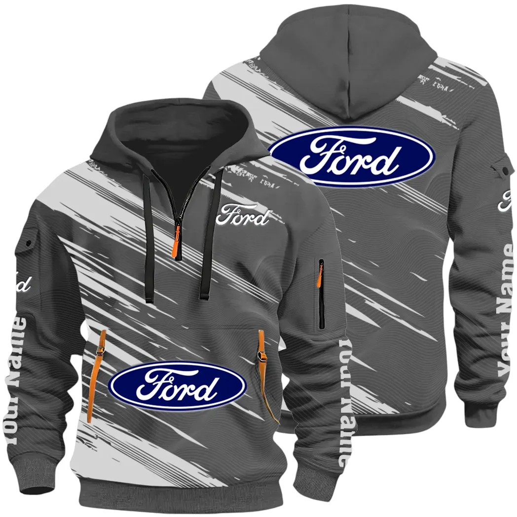 American Classic Hoodie Half Zip 3D, Everyday Comfortable Hoodie CAR514 - Dark Gray