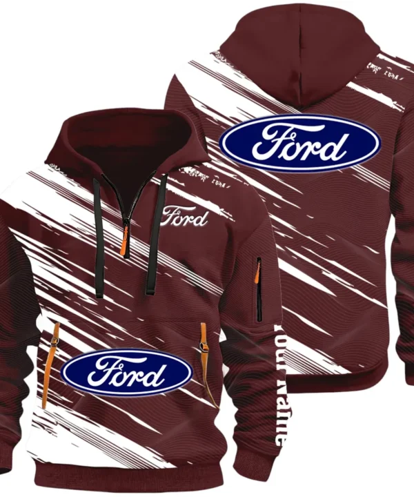 American Classic Hoodie Half Zip 3D, Everyday Comfortable Hoodie CAR514 - Dark Red
