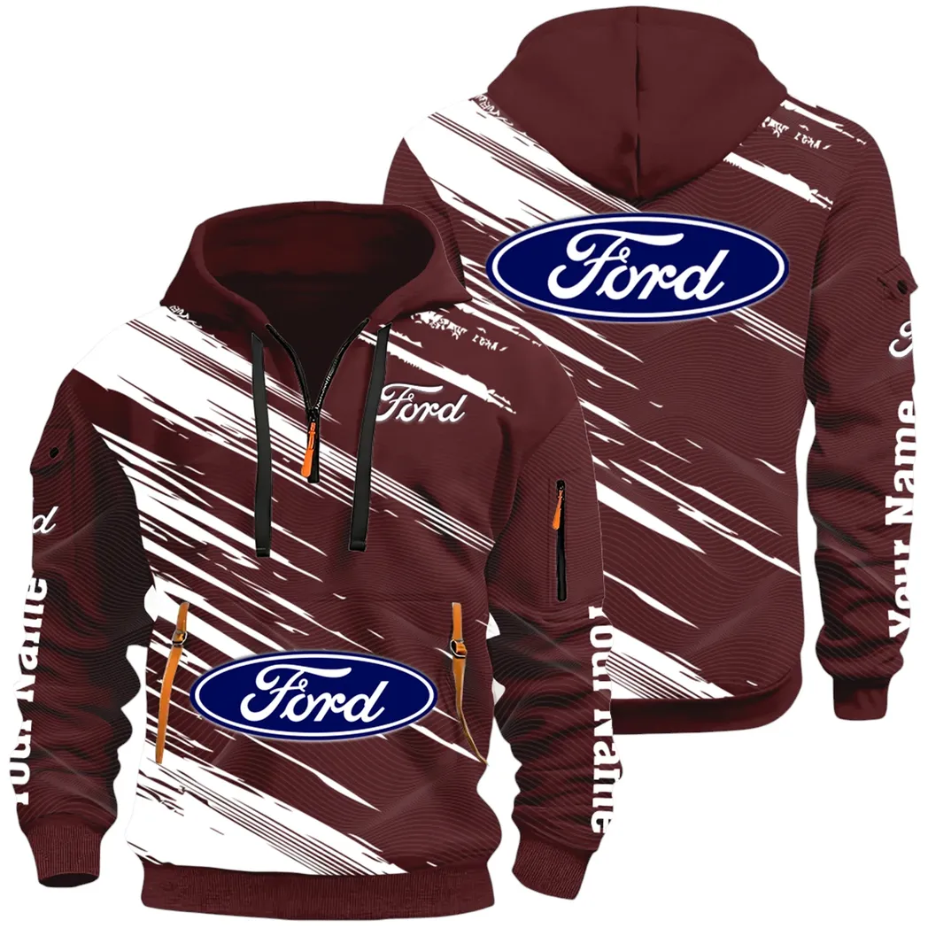 American Classic Hoodie Half Zip 3D, Everyday Comfortable Hoodie CAR514 - Dark Red