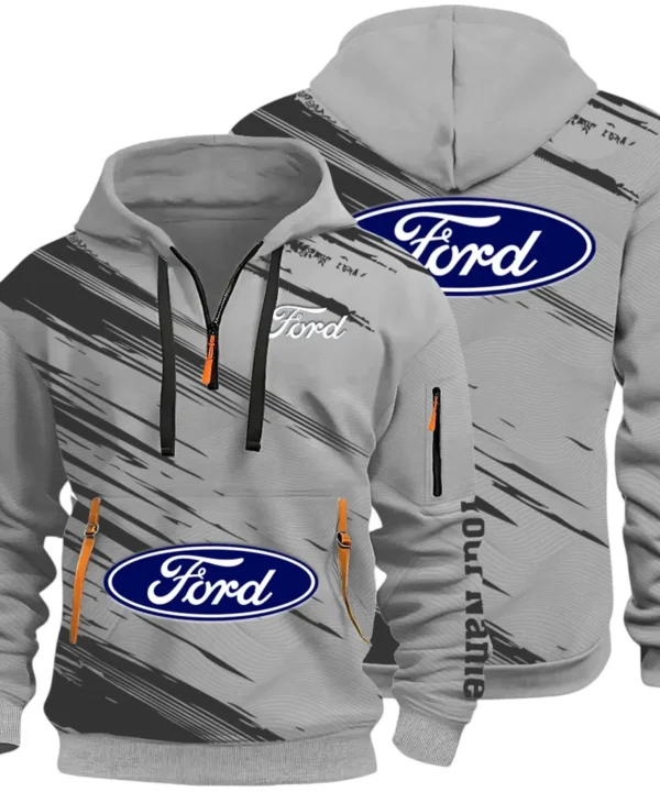 American Classic Hoodie Half Zip 3D, Everyday Comfortable Hoodie CAR514 - Gray