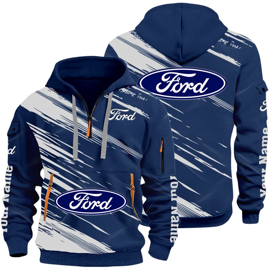 American Classic Hoodie Half Zip 3D, Everyday Comfortable Hoodie CAR514 - Navy
