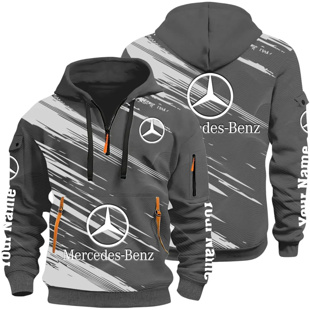 Business-Class Auto Hoodie Half Zip 3D, Adventure-Ready Streetwear CAR514 - Dark Gray