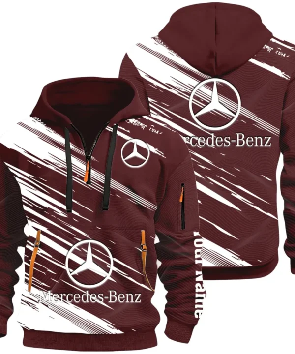 Business-Class Auto Hoodie Half Zip 3D, Adventure-Ready Streetwear CAR514 - Dark Red