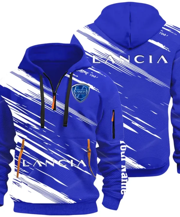 Retro Car Hoodie Half Zip 3D, Streetwear Casual Look Outfit CAR514 - Blue