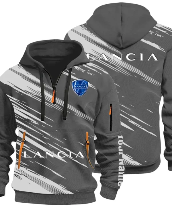 Retro Car Hoodie Half Zip 3D, Streetwear Casual Look Outfit CAR514 - Dark Gray