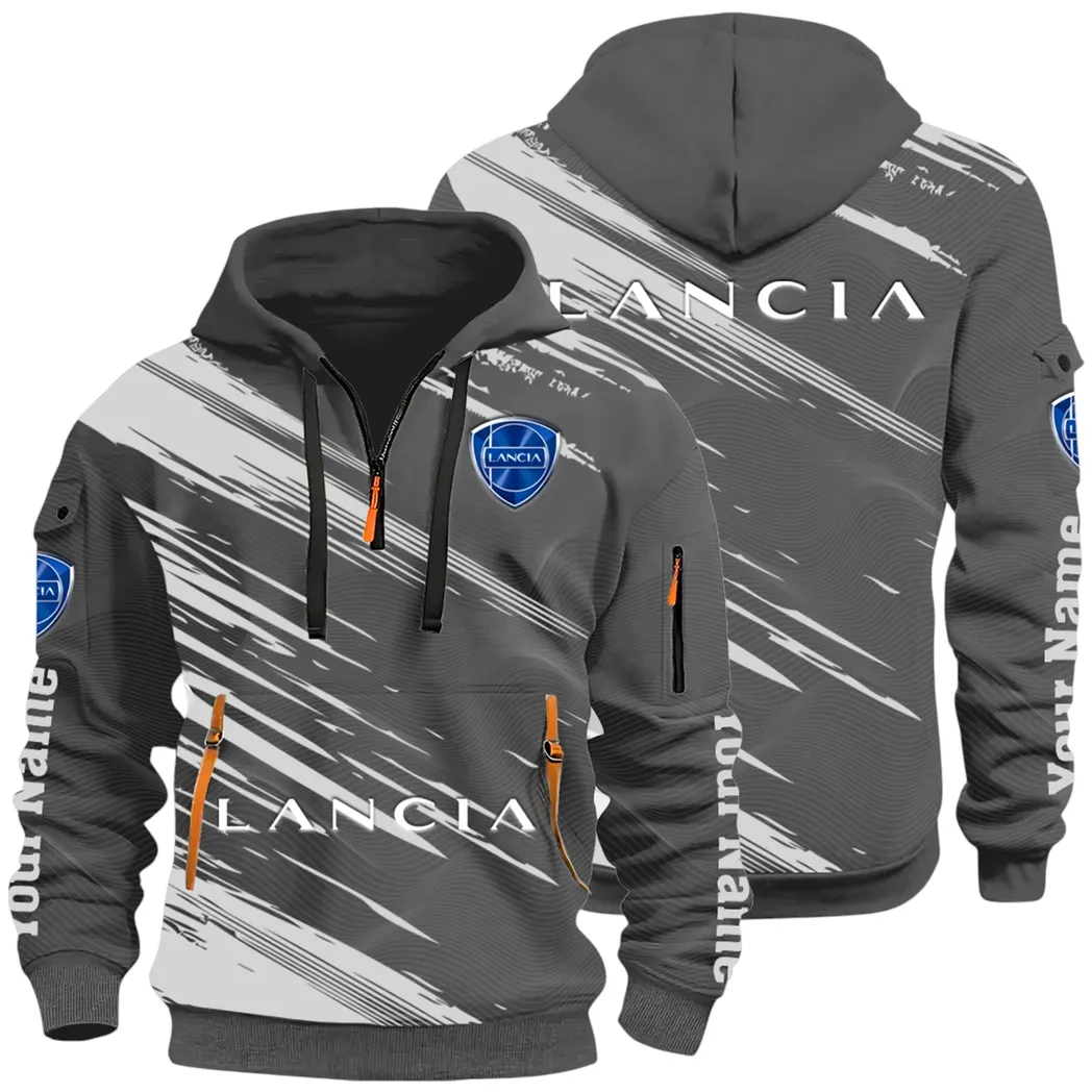 Retro Car Hoodie Half Zip 3D, Streetwear Casual Look Outfit CAR514 - Dark Gray