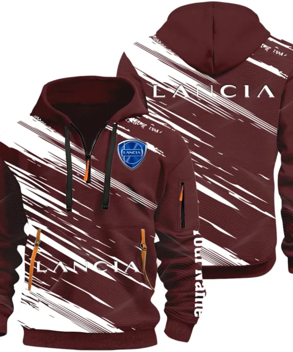 Retro Car Hoodie Half Zip 3D, Streetwear Casual Look Outfit CAR514 - Dark Red