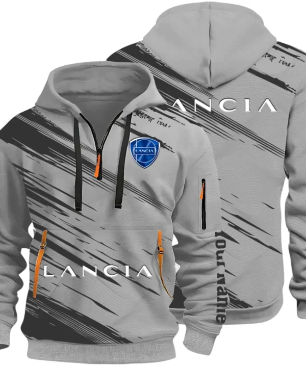 Retro Car Hoodie Half Zip 3D, Streetwear Casual Look Outfit CAR514 - Gray