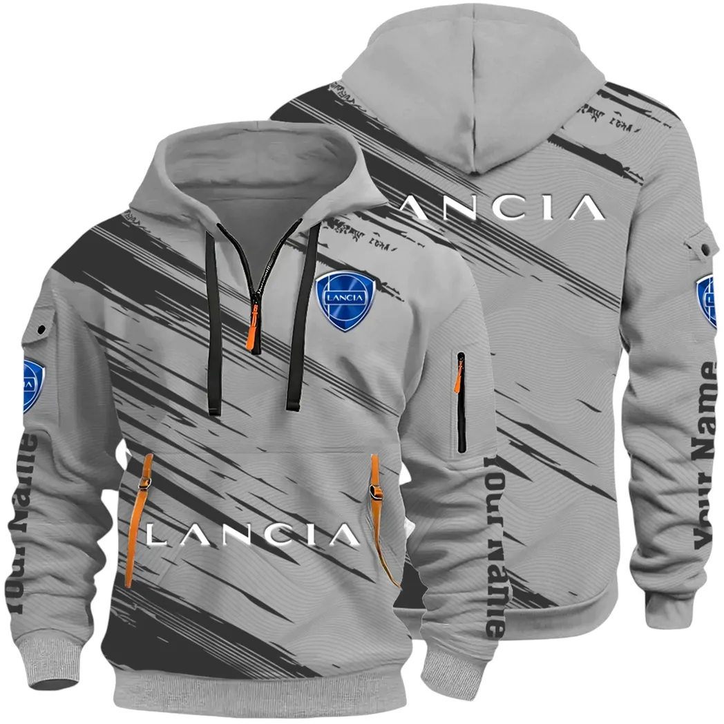 Retro Car Hoodie Half Zip 3D, Streetwear Casual Look Outfit CAR514 - Gray
