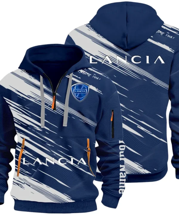 Retro Car Hoodie Half Zip 3D, Streetwear Casual Look Outfit CAR514 - Navy