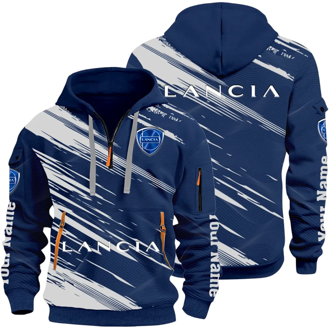 Retro Car Hoodie Half Zip 3D, Streetwear Casual Look Outfit CAR514 - Navy