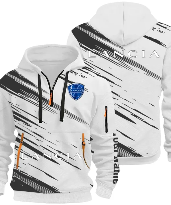 Retro Car Hoodie Half Zip 3D, Streetwear Casual Look Outfit CAR514 - White