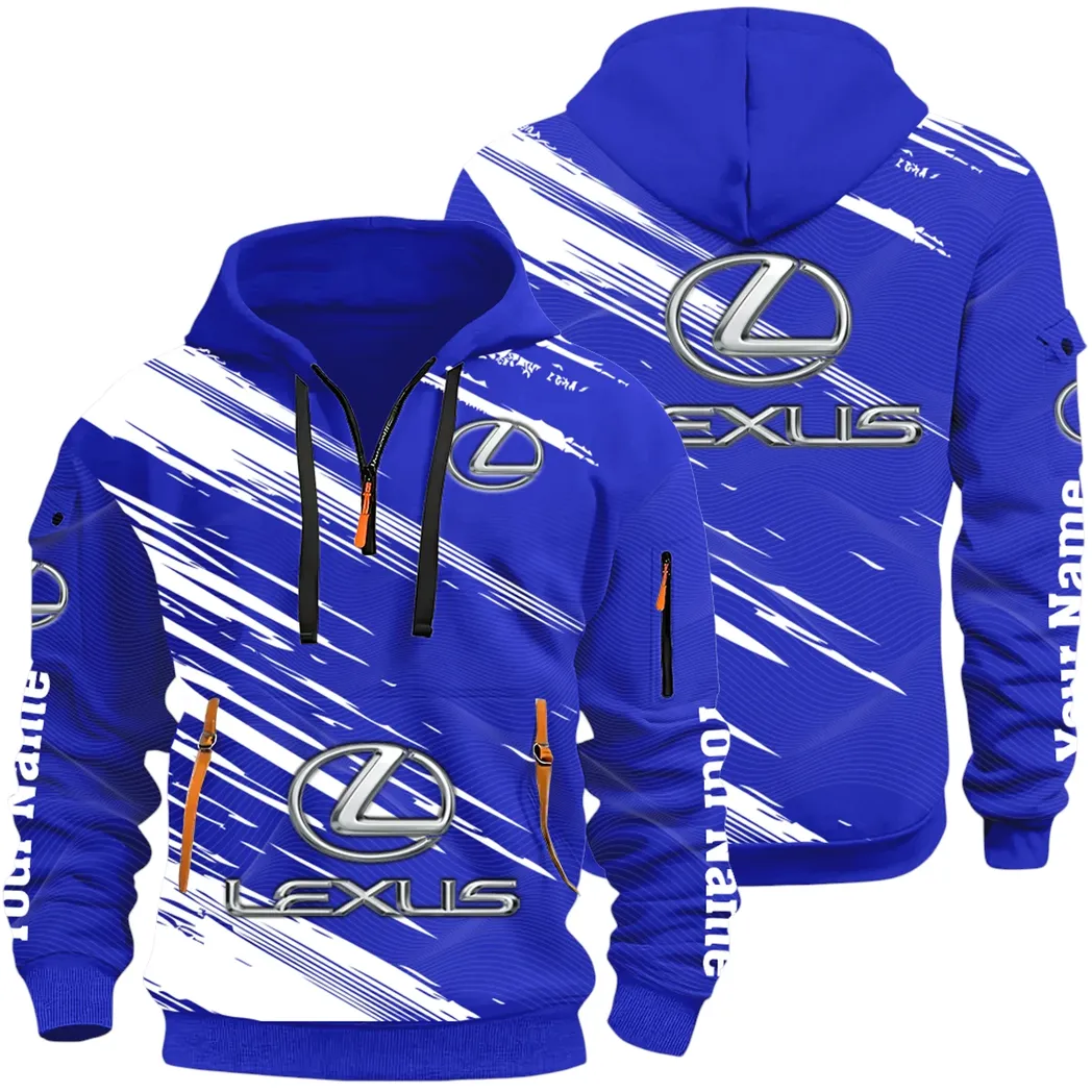 Grand Touring Auto Hoodie Half Zip 3D, Casual Fit for Everyday Wear Hoodie CAR514 - Blue