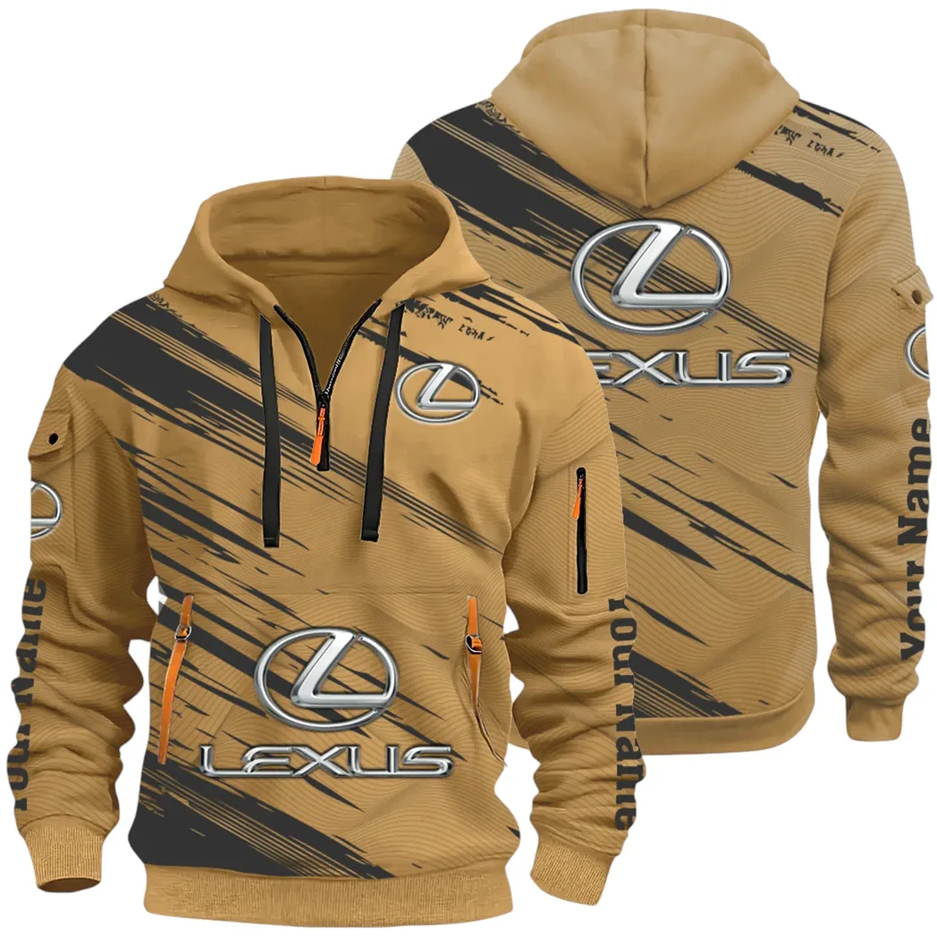 Grand Touring Auto Hoodie Half Zip 3D, Casual Fit for Everyday Wear Hoodie CAR514 - Khaki