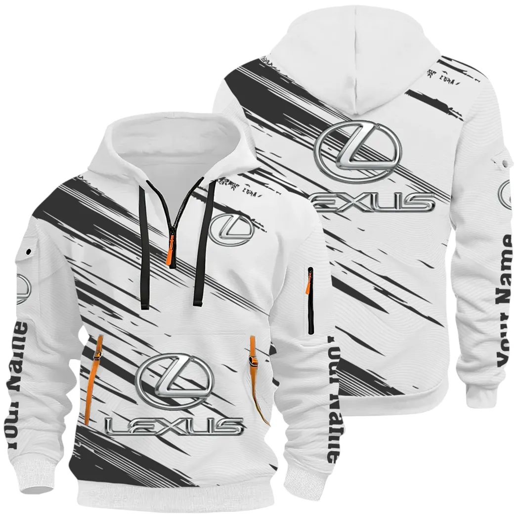 Grand Touring Auto Hoodie Half Zip 3D, Casual Fit for Everyday Wear Hoodie CAR514 - White