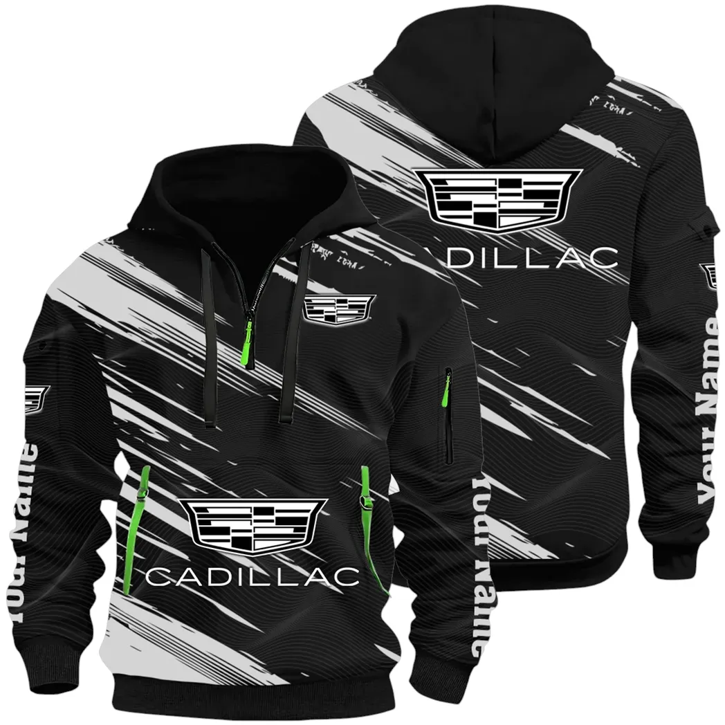 Refined Classic Ride Hoodie Half Zip 3D, Durable & Casual Streetwear CAR514 - Black